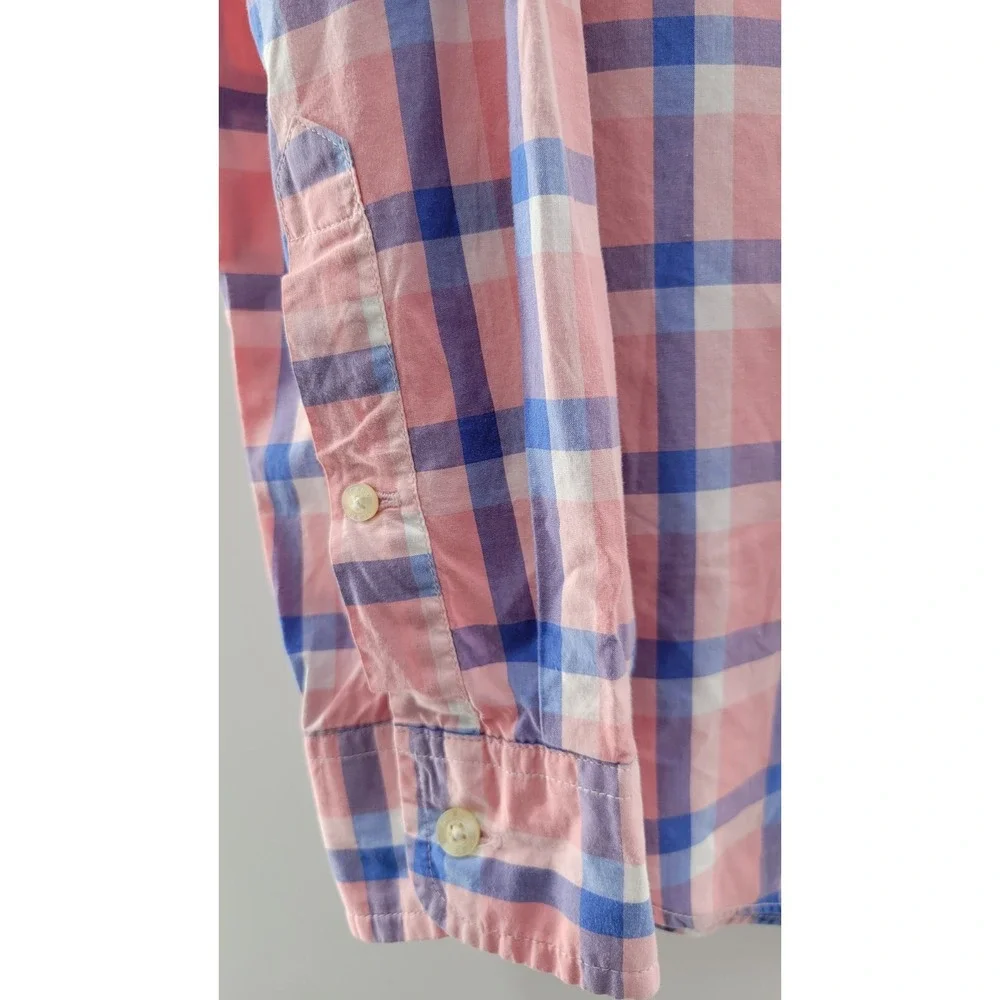 MENS J CREW LIGHTWEIGHT BUTTON‎ UP SHIRT -Pink/Blue Check- SIZE SMALL